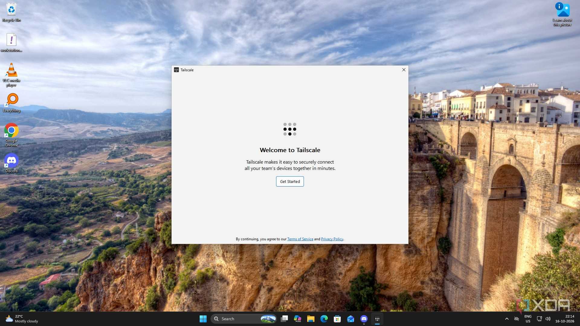 Tailscale app waiting for a login