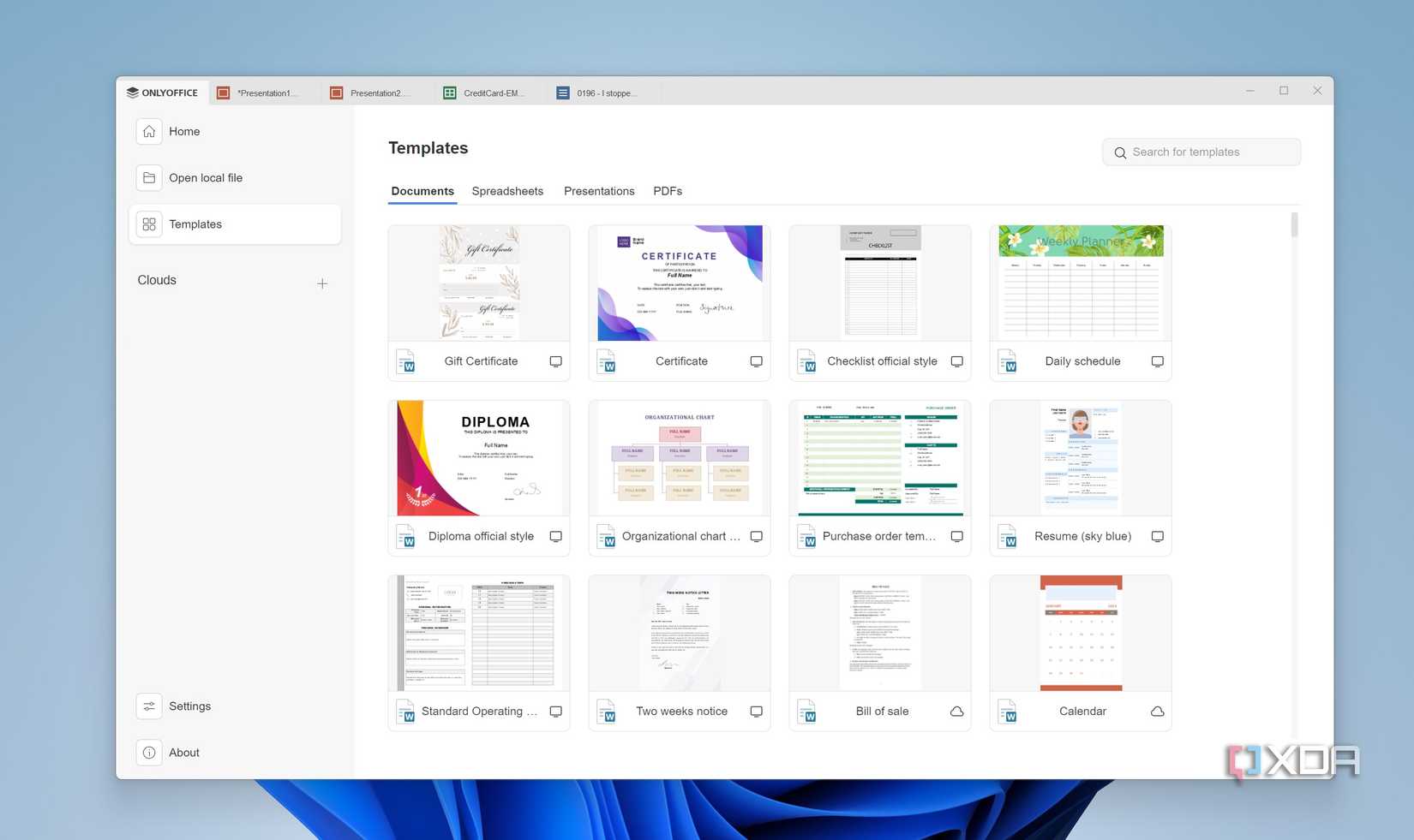 Templates in OnlyOffice