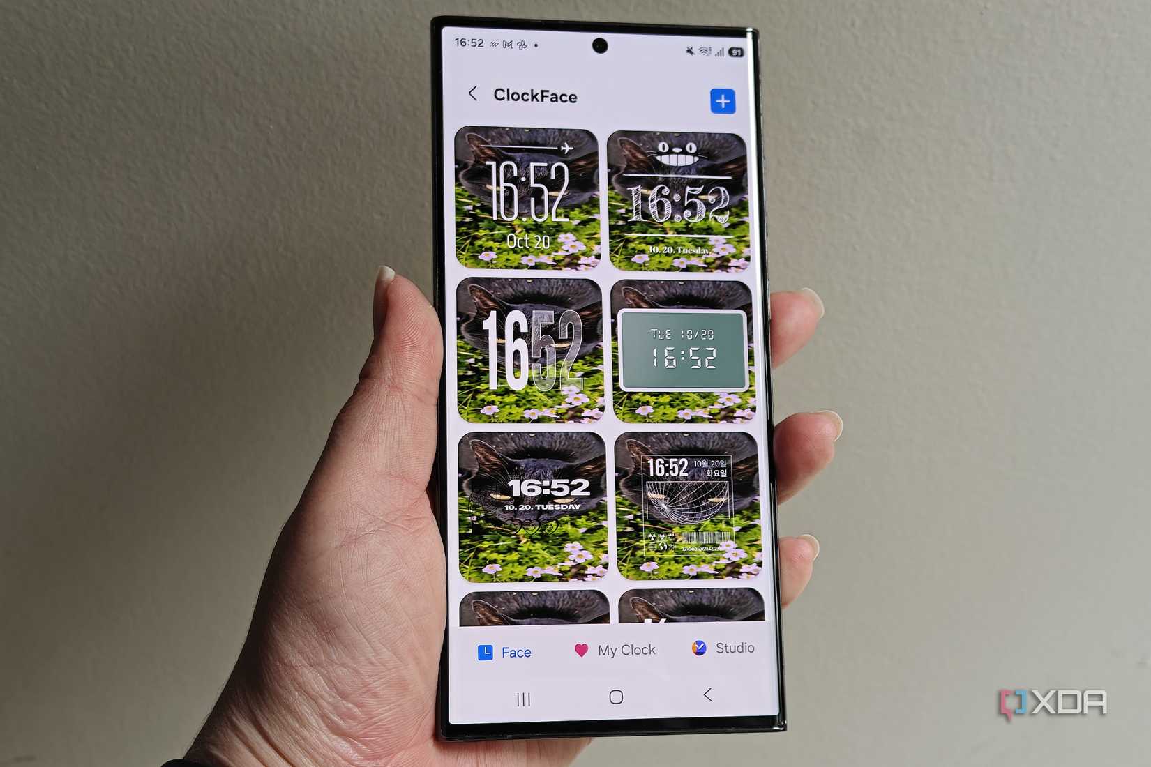 the clockface plugin on a samsung phone