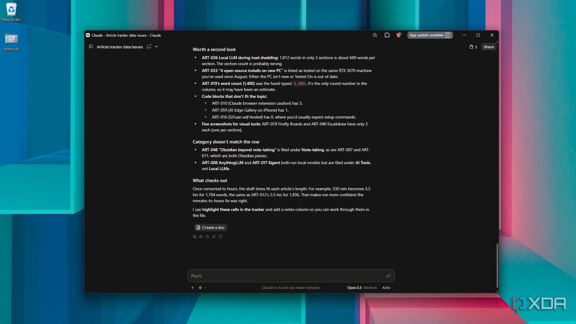 topic and section issues worth second look in Claude Desktop
