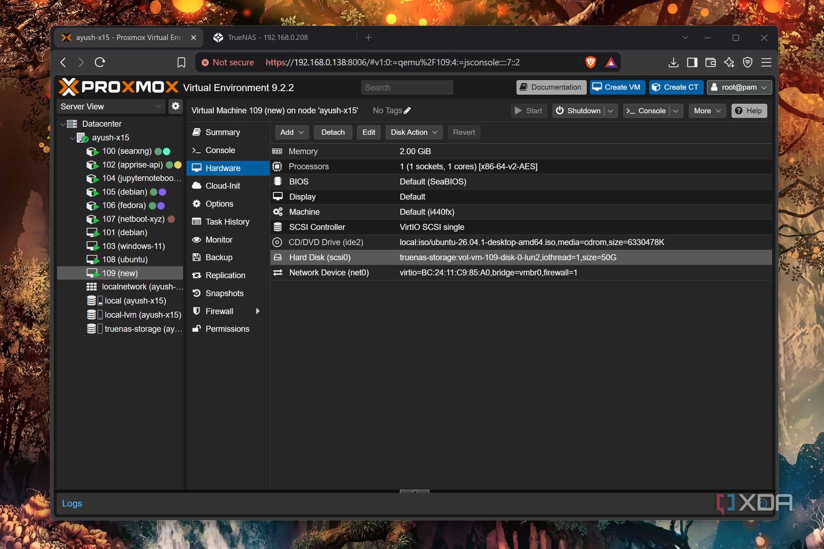 An iSCSI pool connected to Proxmox via the TrueNAS-Proxmox plugin