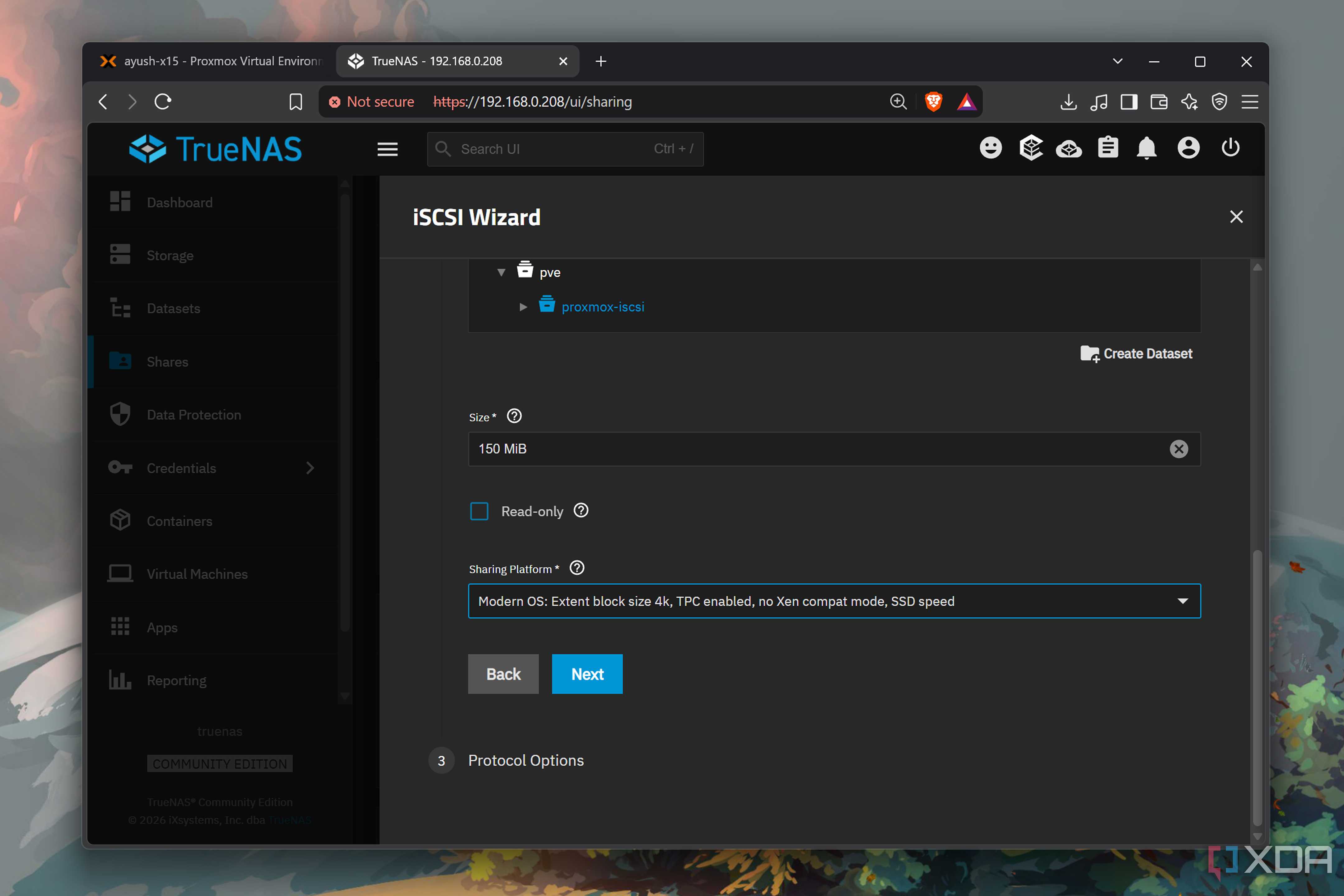 Creating an iSCSI share on TrueNAS
