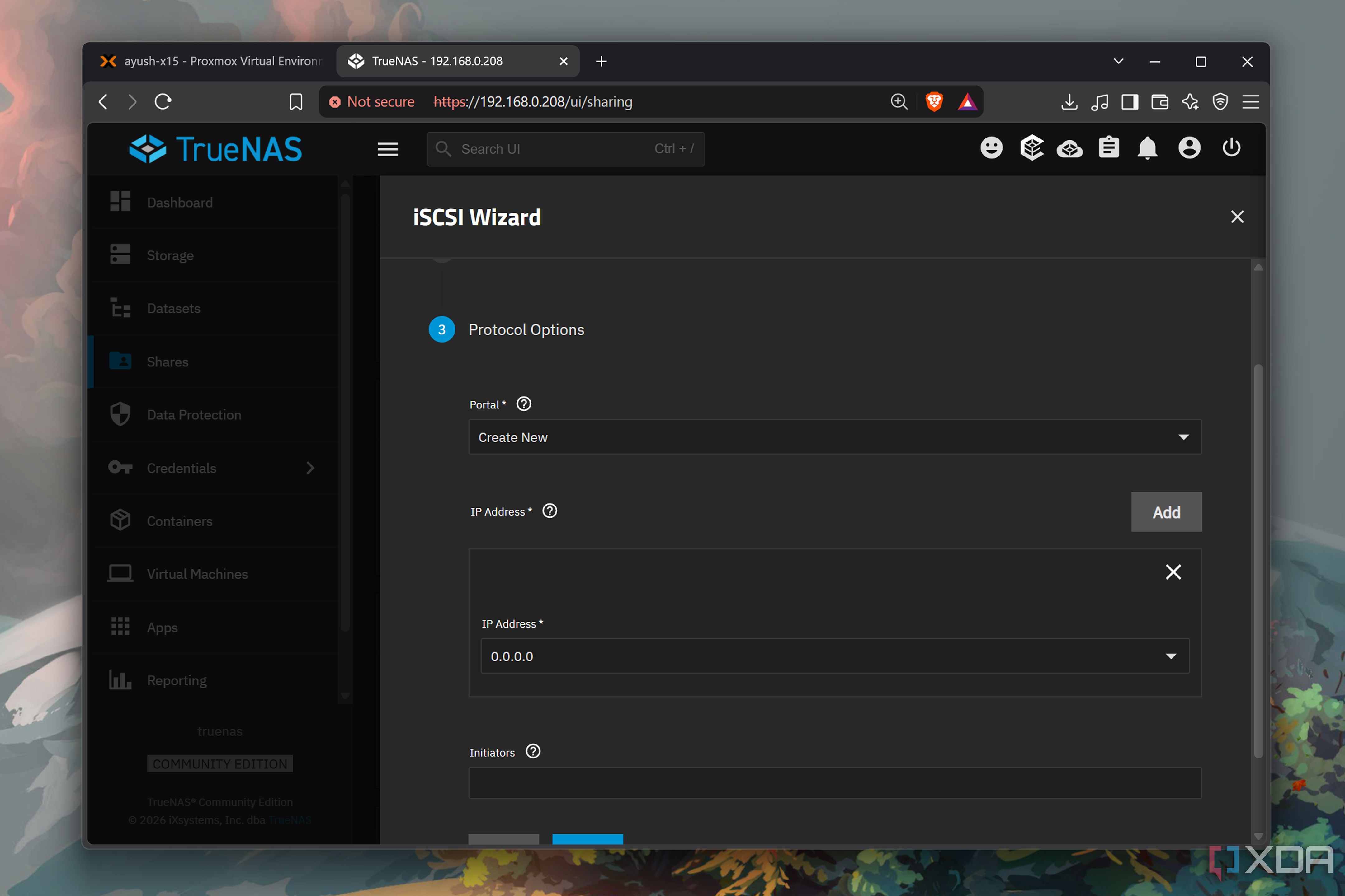 Creating an iSCSI share on TrueNAS
