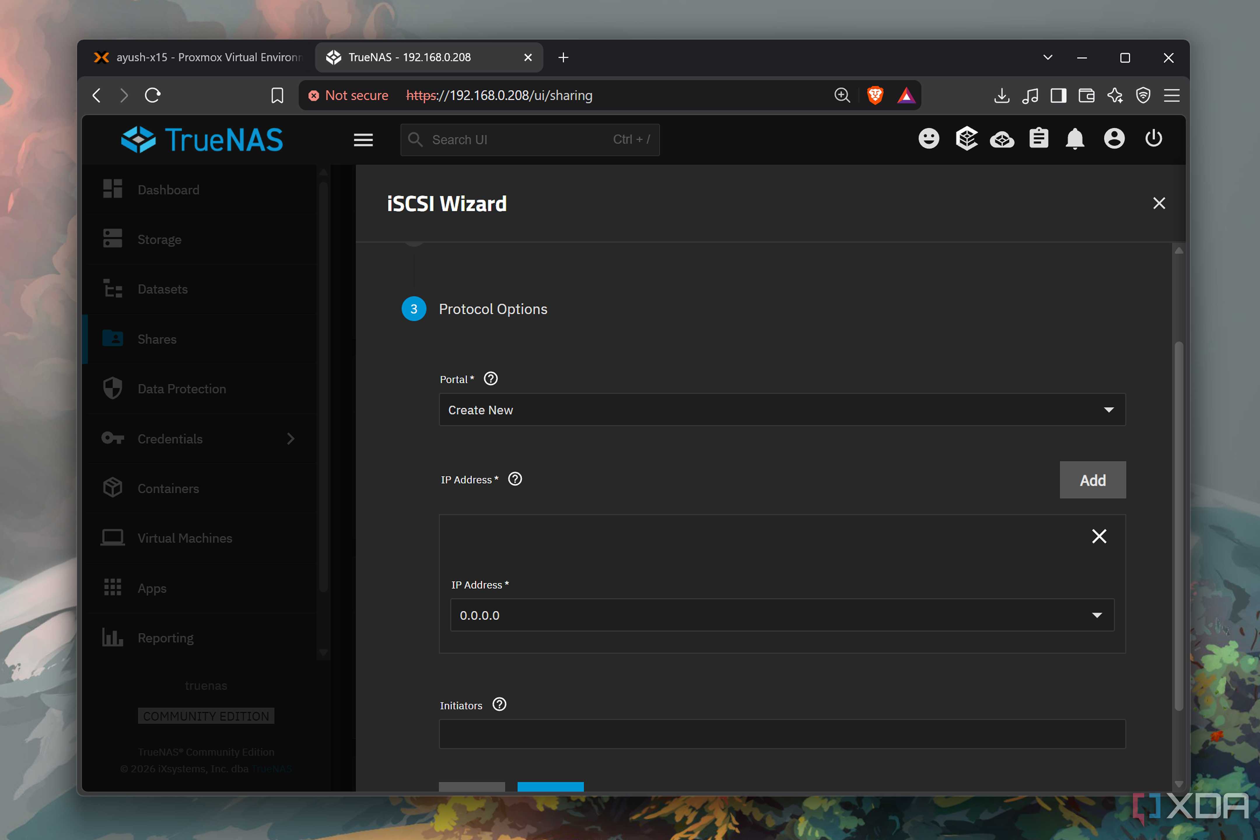 Creating an iSCSI share on TrueNAS