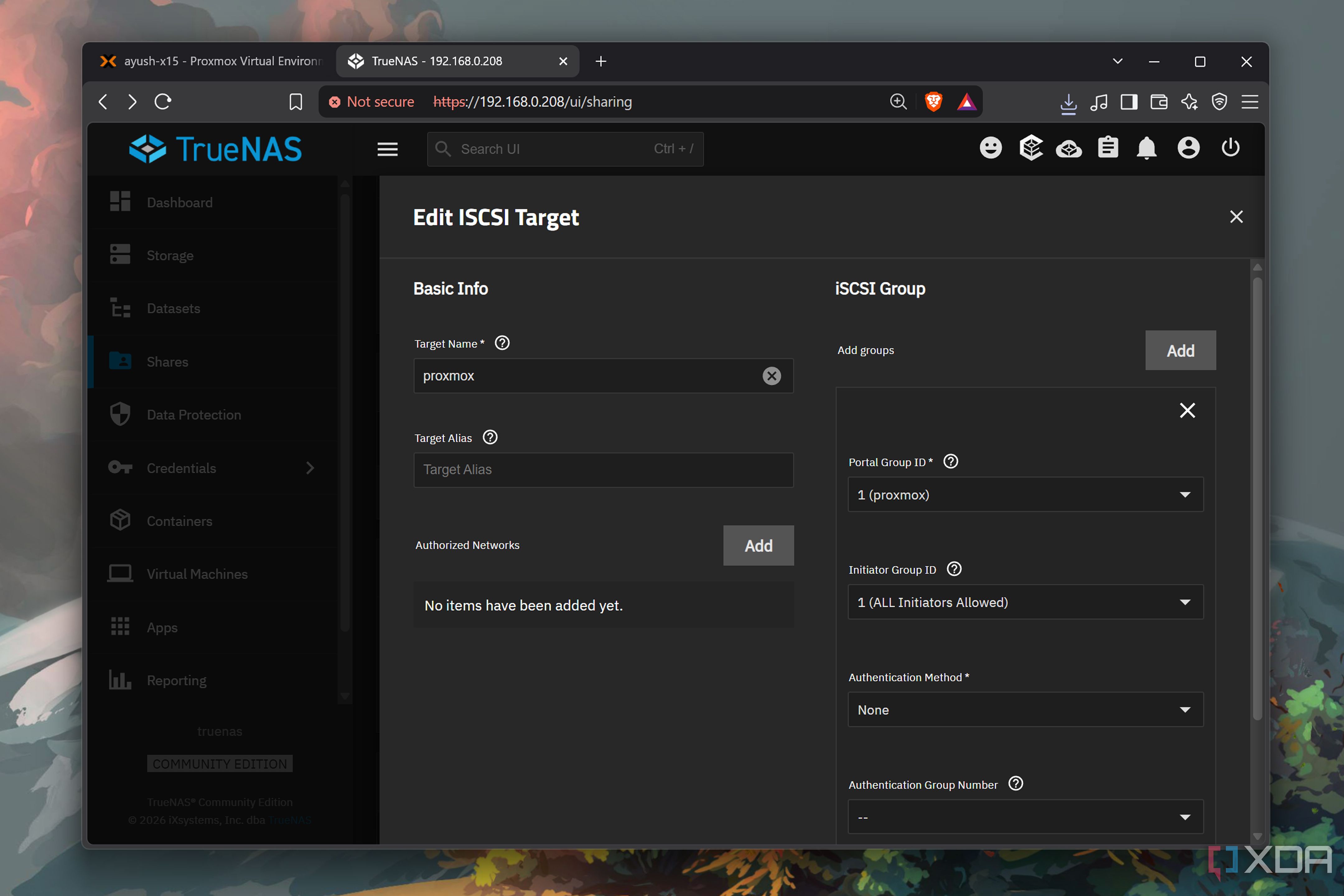 Editing an iSCSI share on TrueNAS