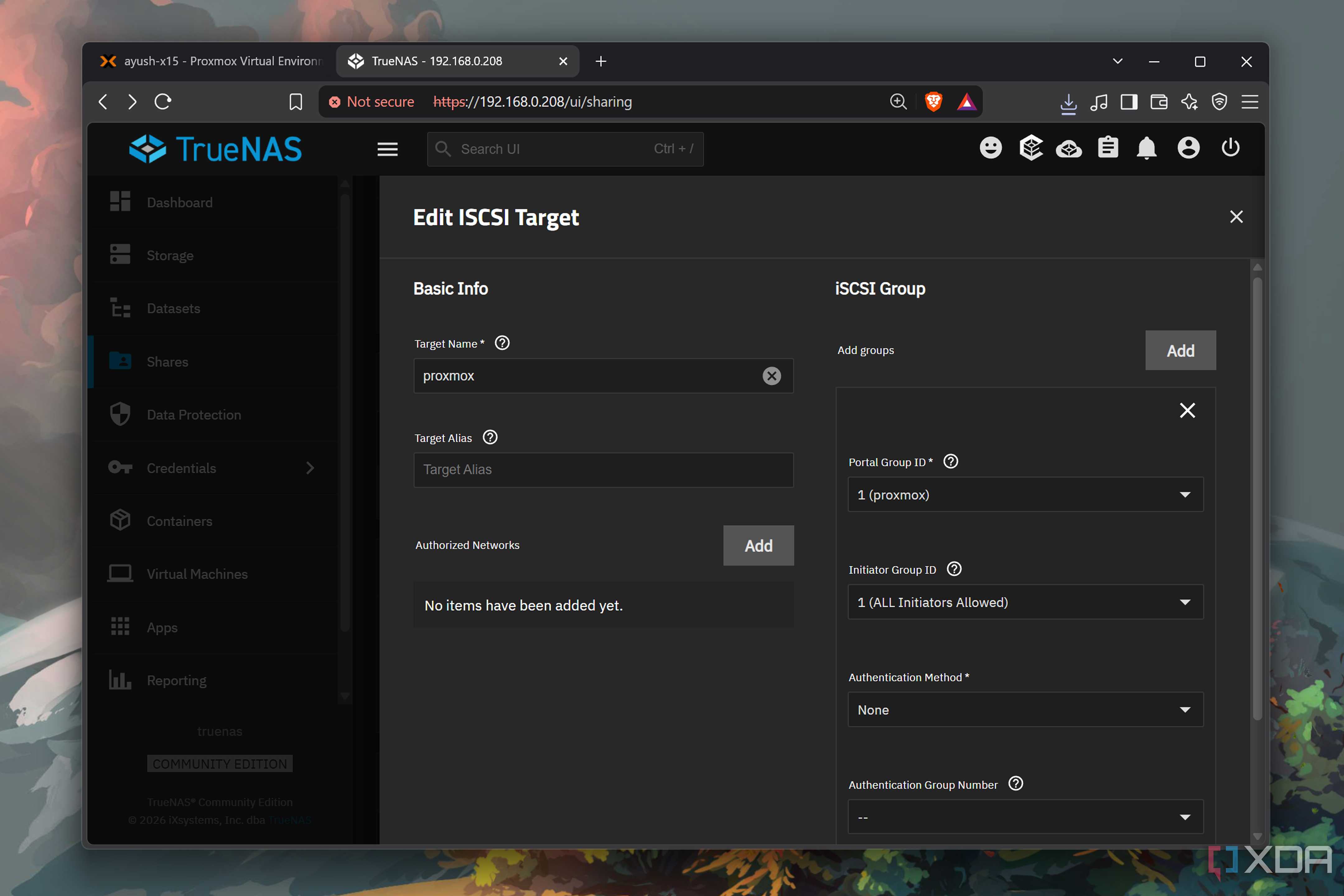 Editing an iSCSI share on TrueNAS