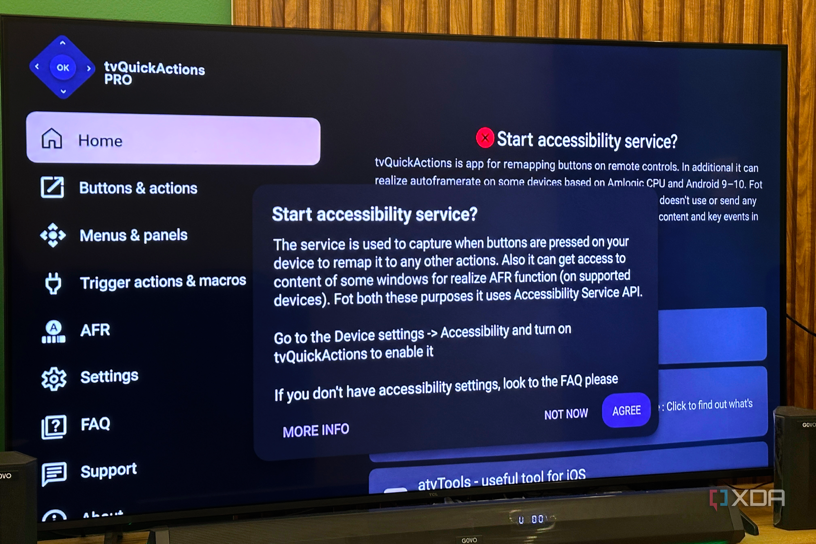 TVQuickActions Pro sideloaded on Google TV.