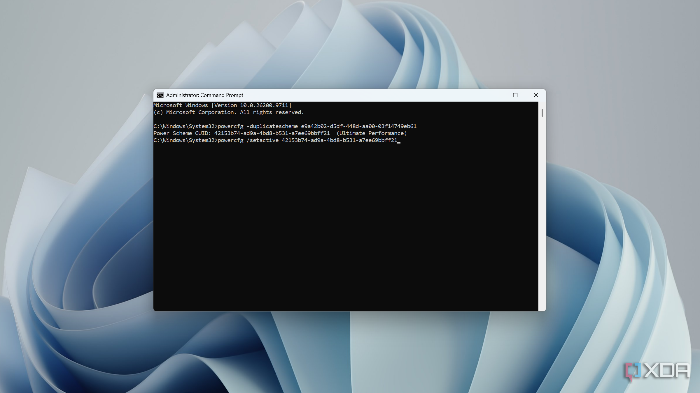 enabling ultimate performance power plan on Windows 11 using command prompt