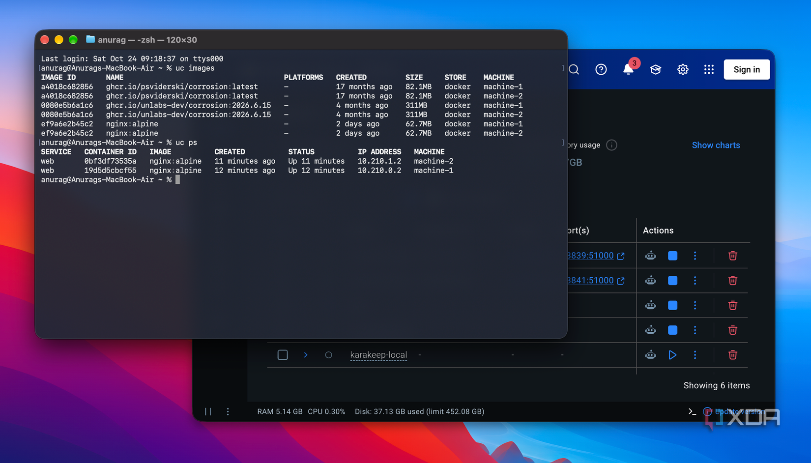 uncloud with docker in the background