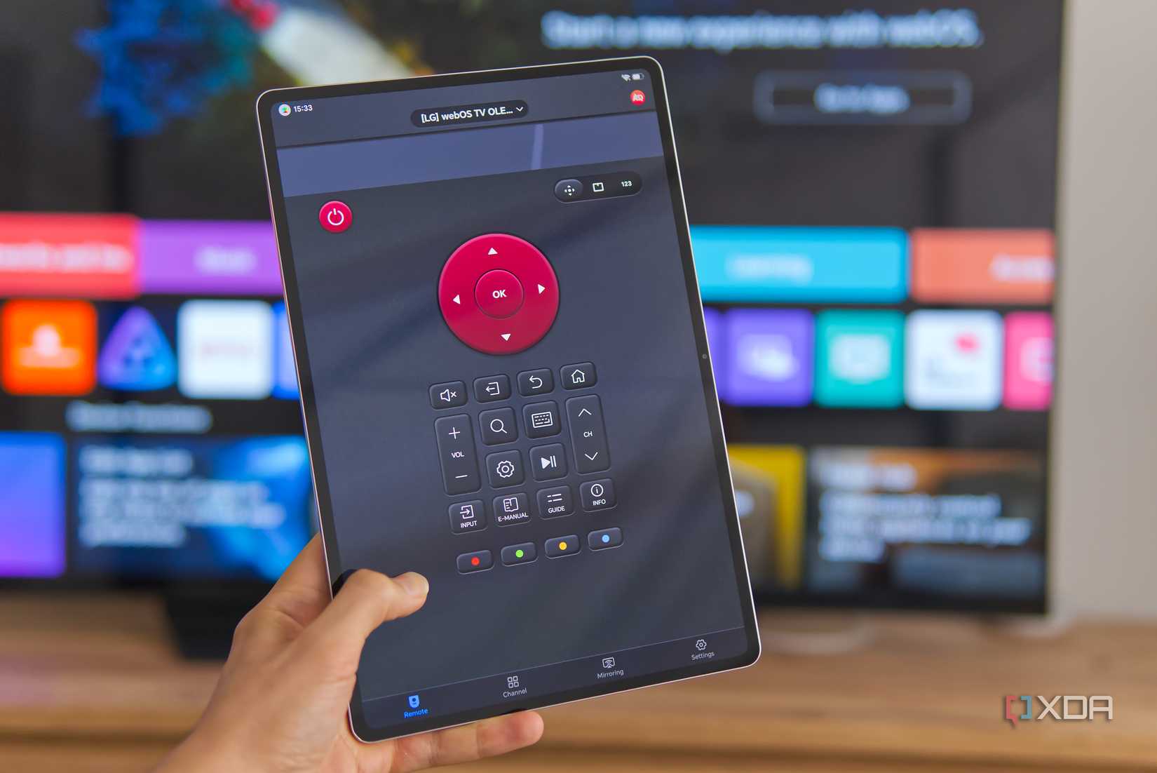 An Android tablet using an universal TV remote control app