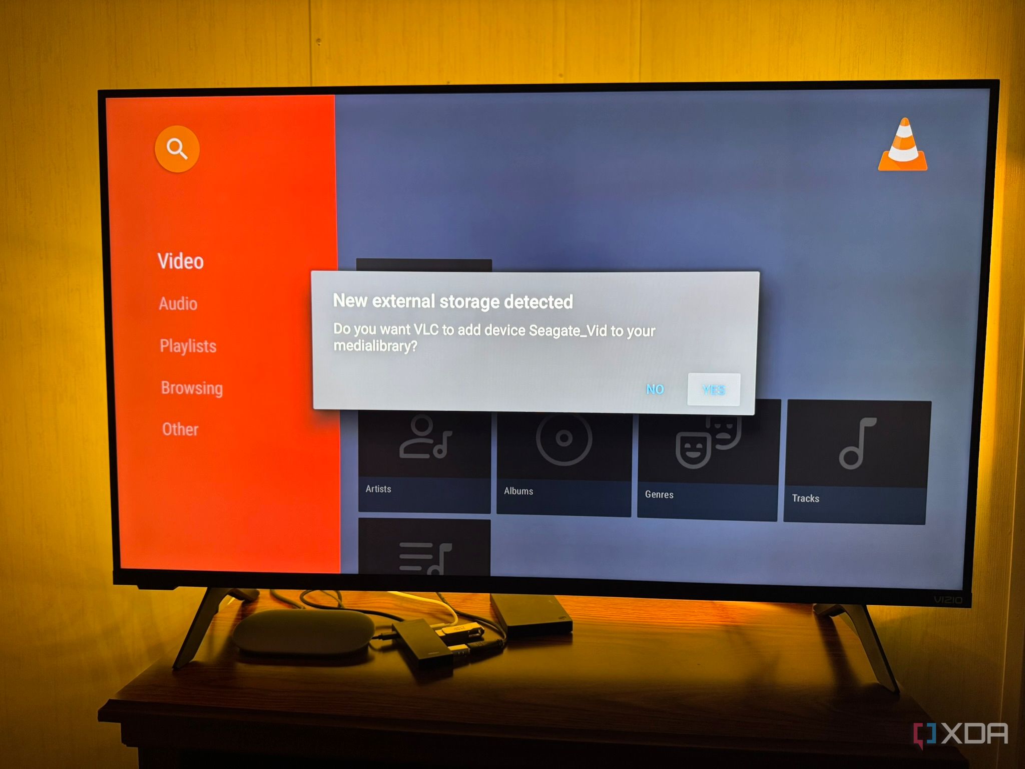 VLC on Google TV Streamer Recognizes External Drive Conected to USB-C Hub