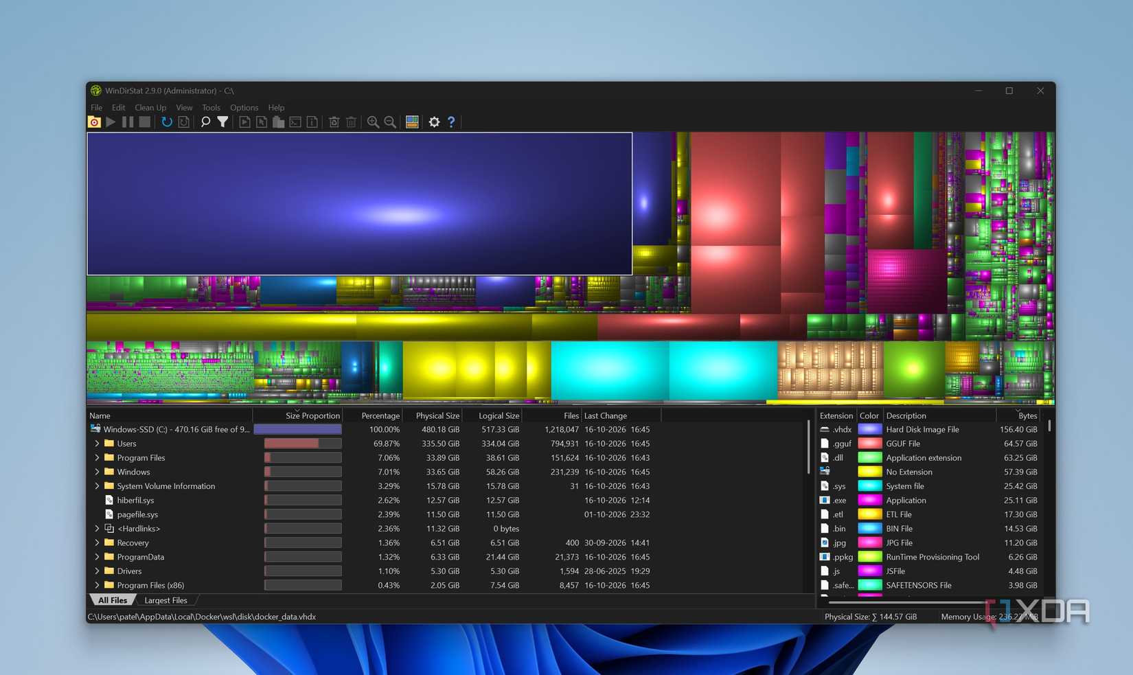 WinDirStat installed on Lenovo Legion