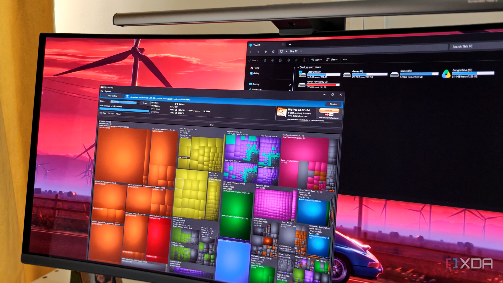 Как утилита WizTree мгновенно анализирует память дисков в Windows интерфейс программы WizTree при сканировании SSD накопителя