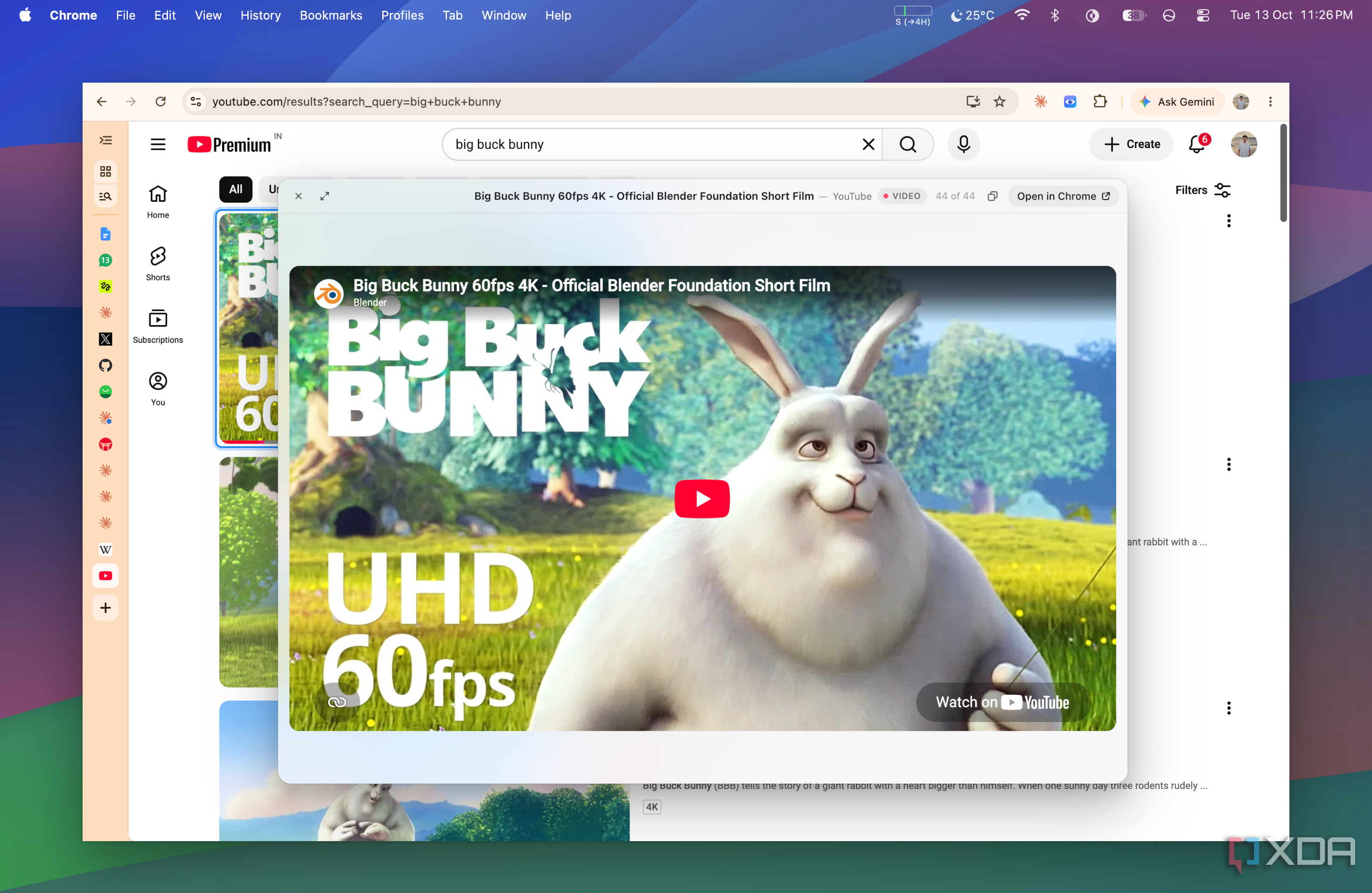 browser extension opening youtube player in preview